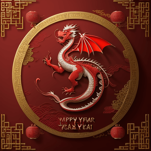 AI generated: China Dragon,Oriental,  2024 New Year's card, red, base map,high quality,clean, masterpiece, profess...