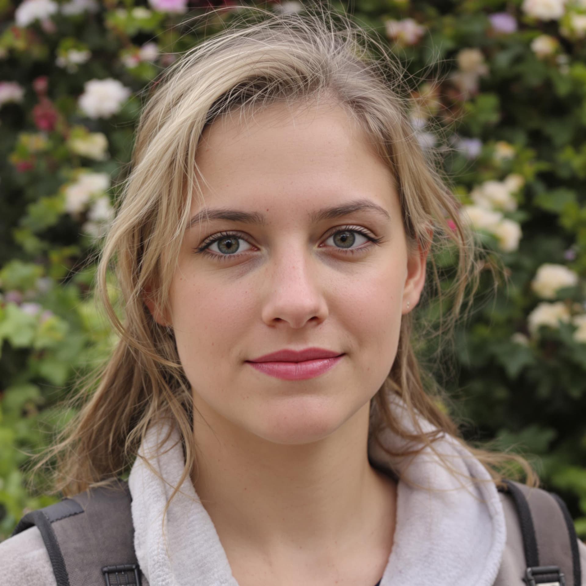 AI generated: half body portrait of a young 
woman 25 years old with normal appearance
