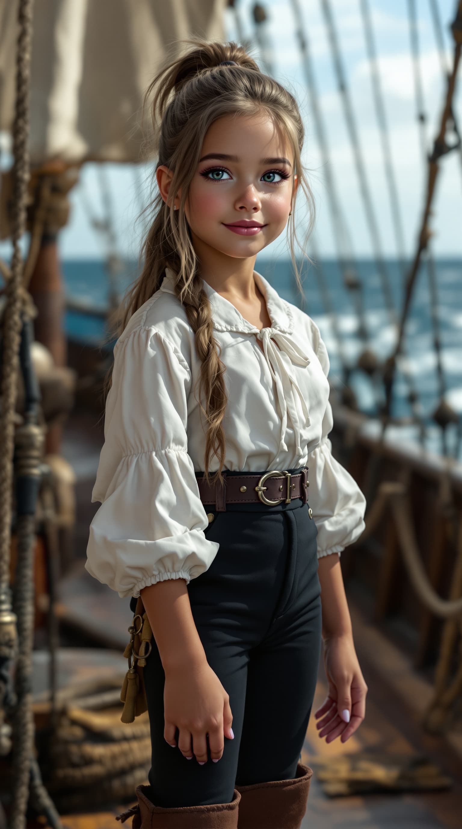 AI generated: An extraordinary professional photograph captures the world’s most beautiful third-grade girl standi...