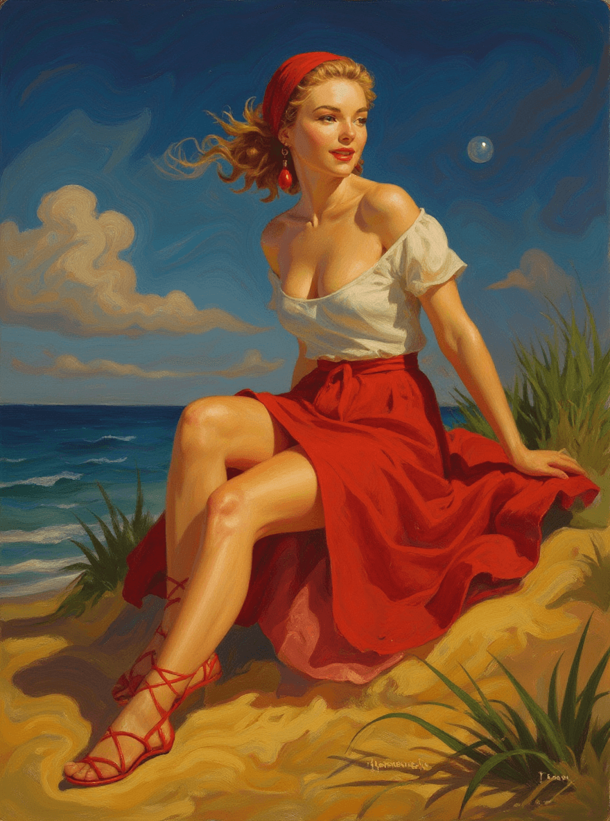 AI generated: female with a retro style looking onto the future , in the style of fantastical contraptions, algori...