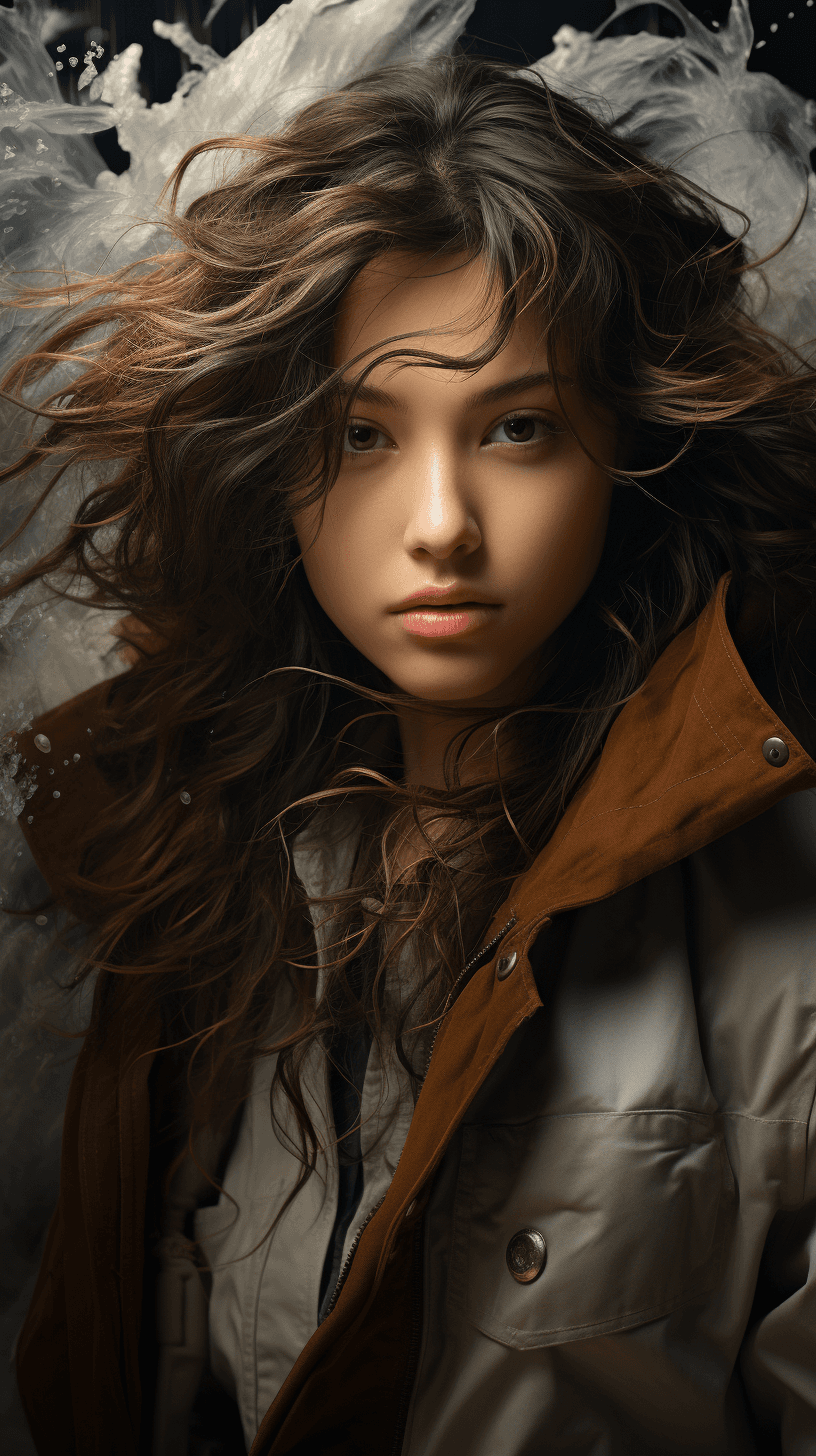 AI generated: image of an attractive girl in her hair, in the style of ray collins, shiny eyes, charles spencelayh...