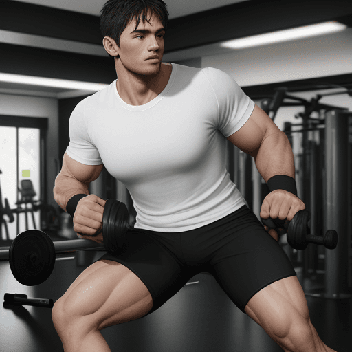 AI generated: Ultra realistic photo of a sportsman at the gym, with a white tshirt, black shorts, high chausettes