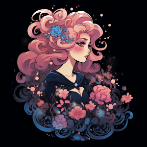 AI generated: Tshirt illustration, Transcendent style, anime character designer, designing elegant princesses, del...