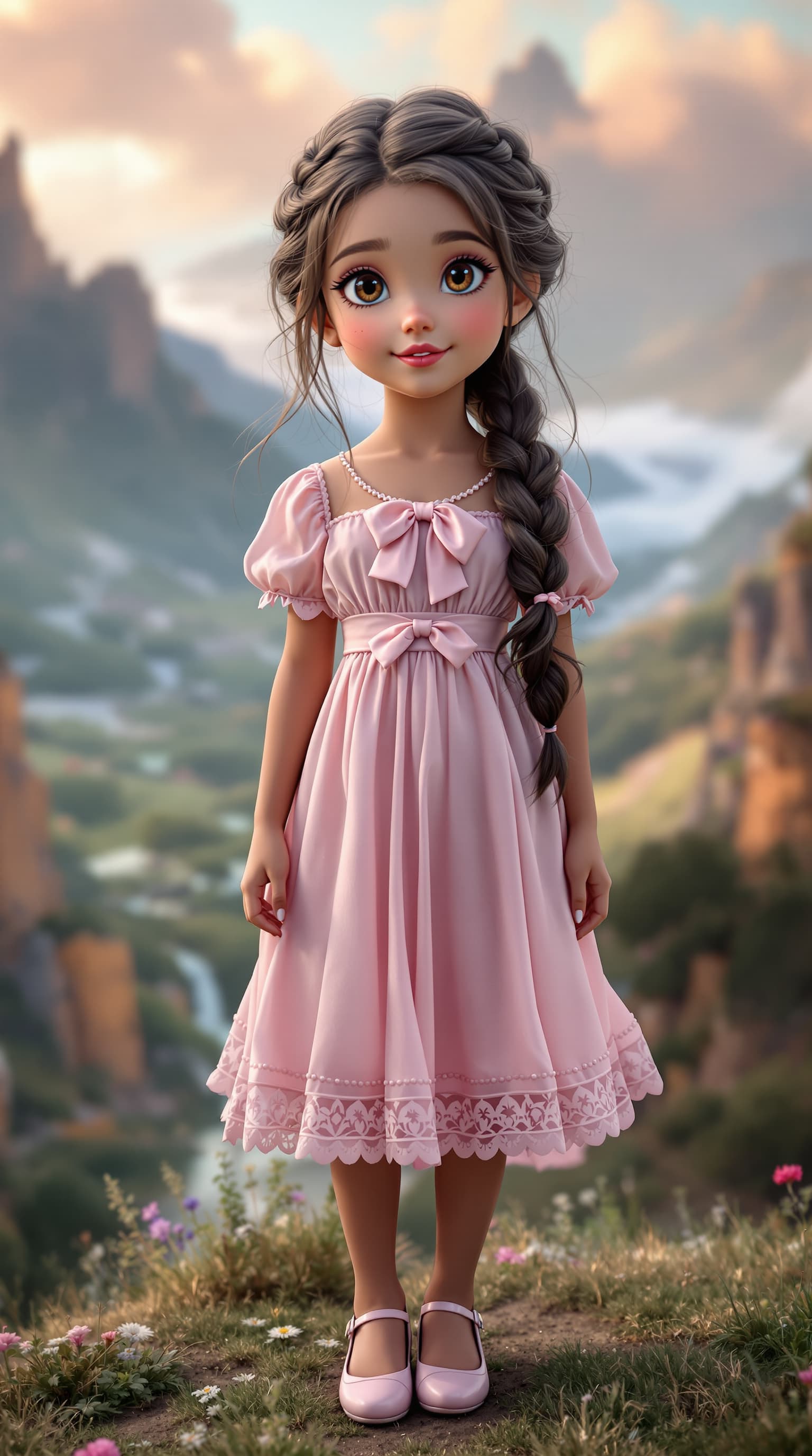 AI generated: A professional photograph showcasing Sarah, the most beautiful second-grade girl in the world, rende...