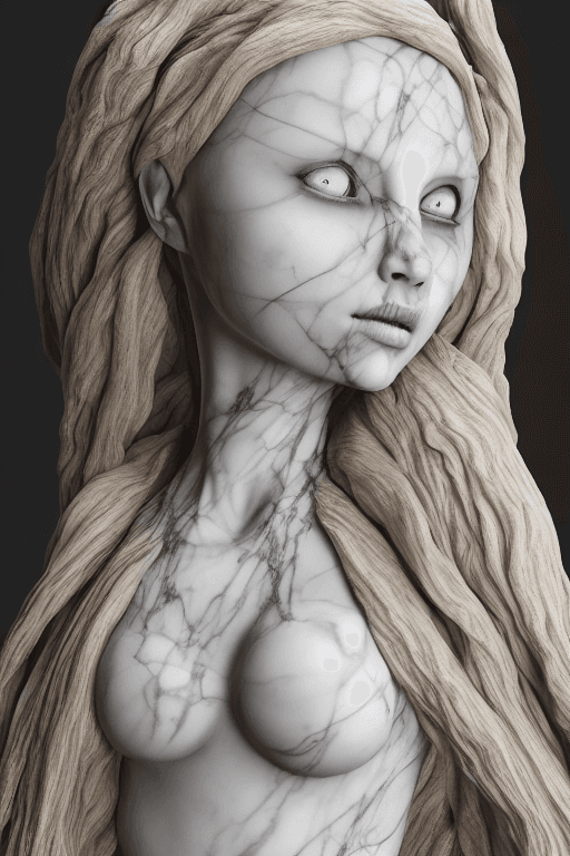 AI generated: highly detailed marble sculpture of a female necromancer, volumetric fog, Hyperrealism, breathtaking...