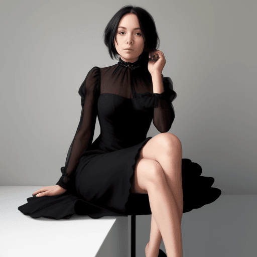 AI generated: A Woman Sitting In A Black Dress