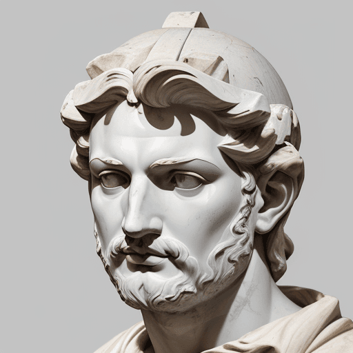 AI generated: greek sculpture, head of Hadrian, close up, grey background --ar 71:129 --stylize 750 --v 6