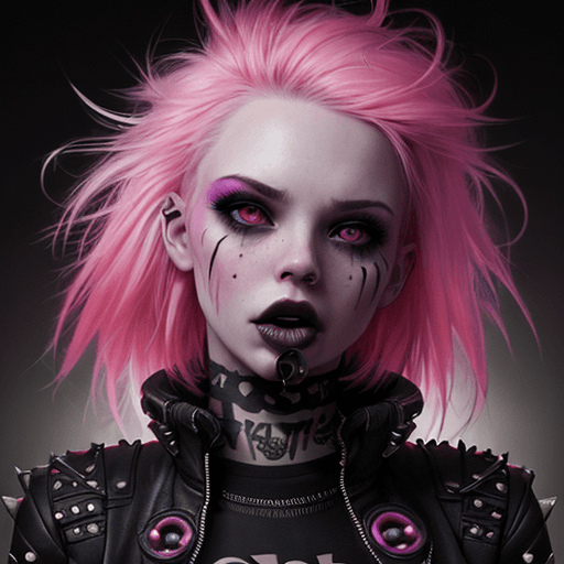 AI generated:  portrait of a punk girl, tongue out, sticking her tongue out mocking someone, neon hair, cinematic ...
