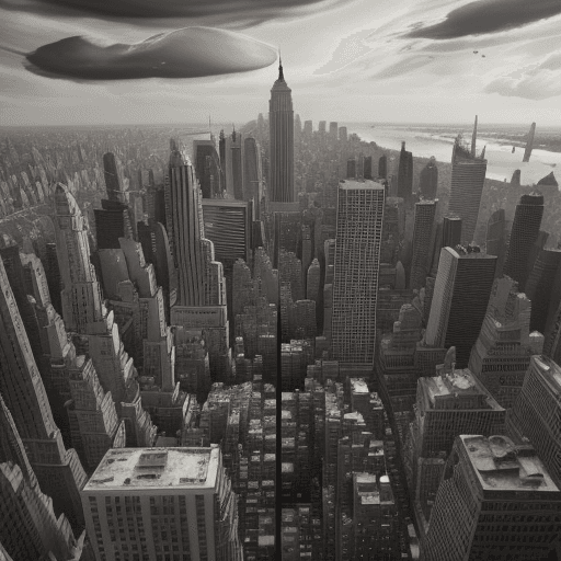 AI generated: New York City 100 years after the fall of man, unihabited, post apocalypse, photo realistic --style ...