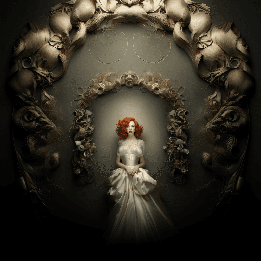 AI generated: powerful woman, Christina Hendricks, Huge lips, Barbie hair