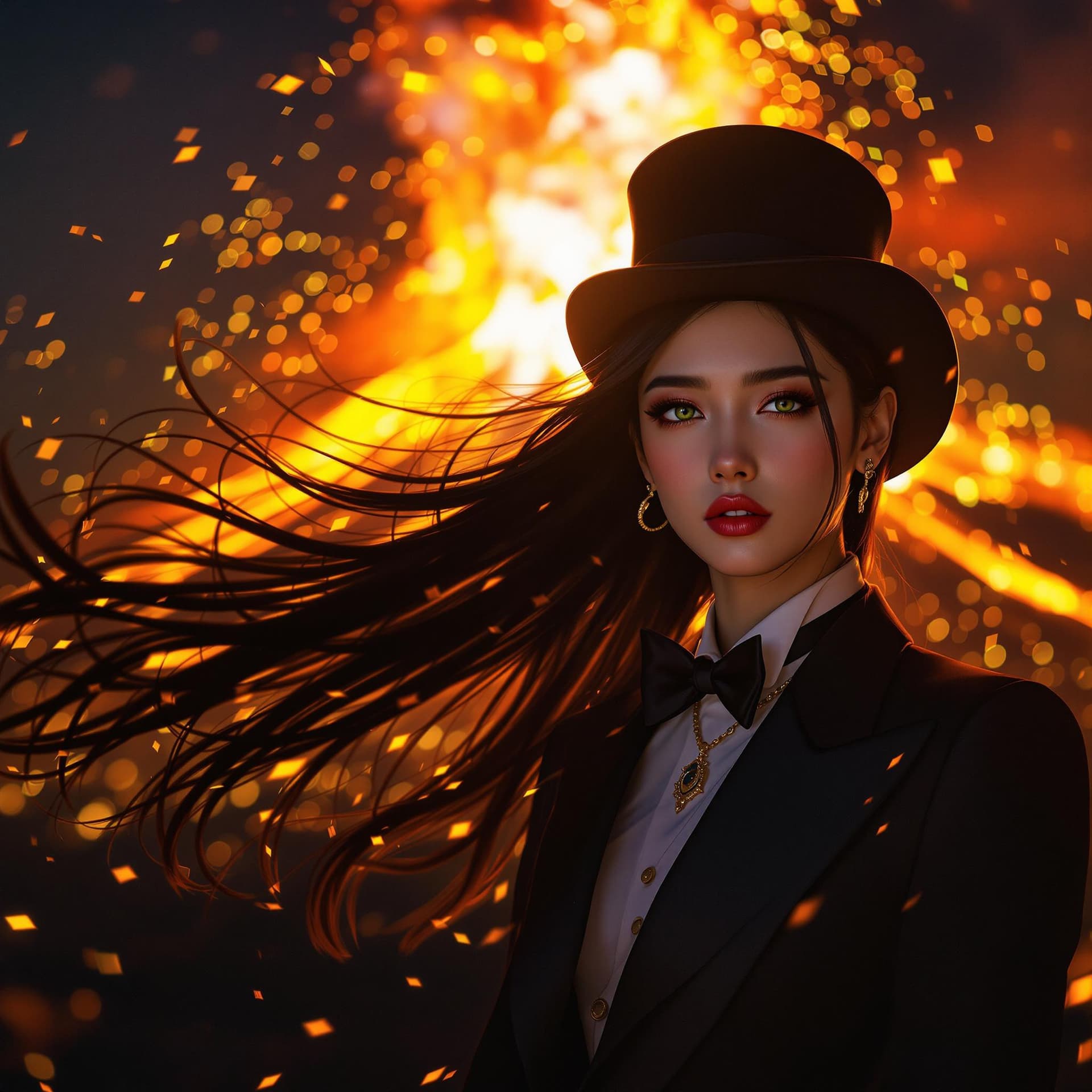 AI generated: psychedelic, surreal, trippy, close upportrait of a very beautiful asian girl, a young supermodel gi...