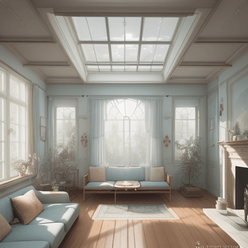 AI generated: High resolution photography interior design, dreamy sunken living room conversation pit, wooden floo...