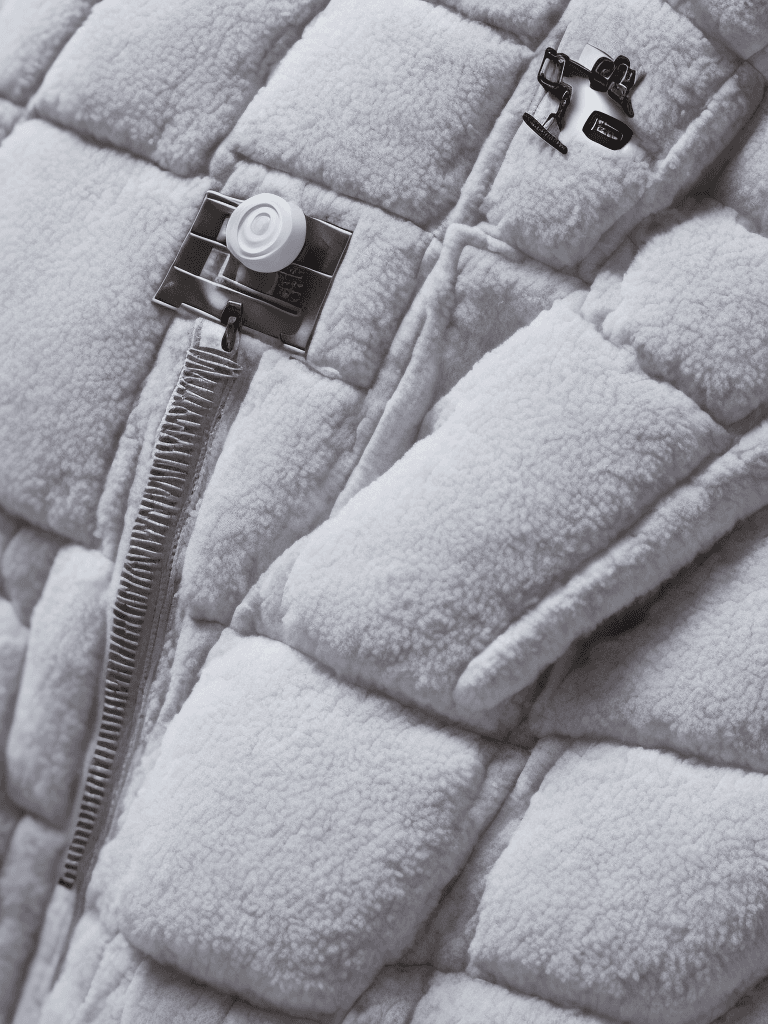 AI generated: milky Fubu winter puffer jacket, design trend, design by kanye west, on a white background, octane, ...