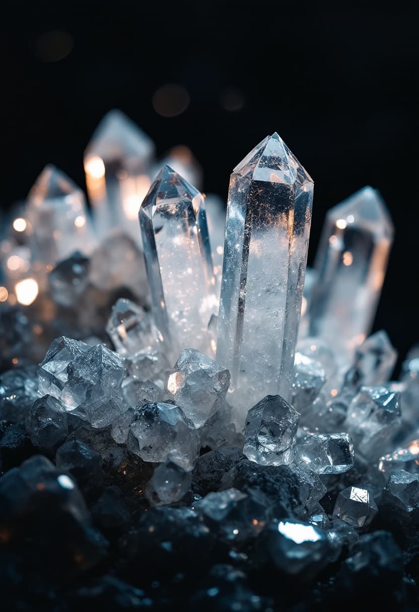 AI generated: crystals bunched close together, dramatic lighting