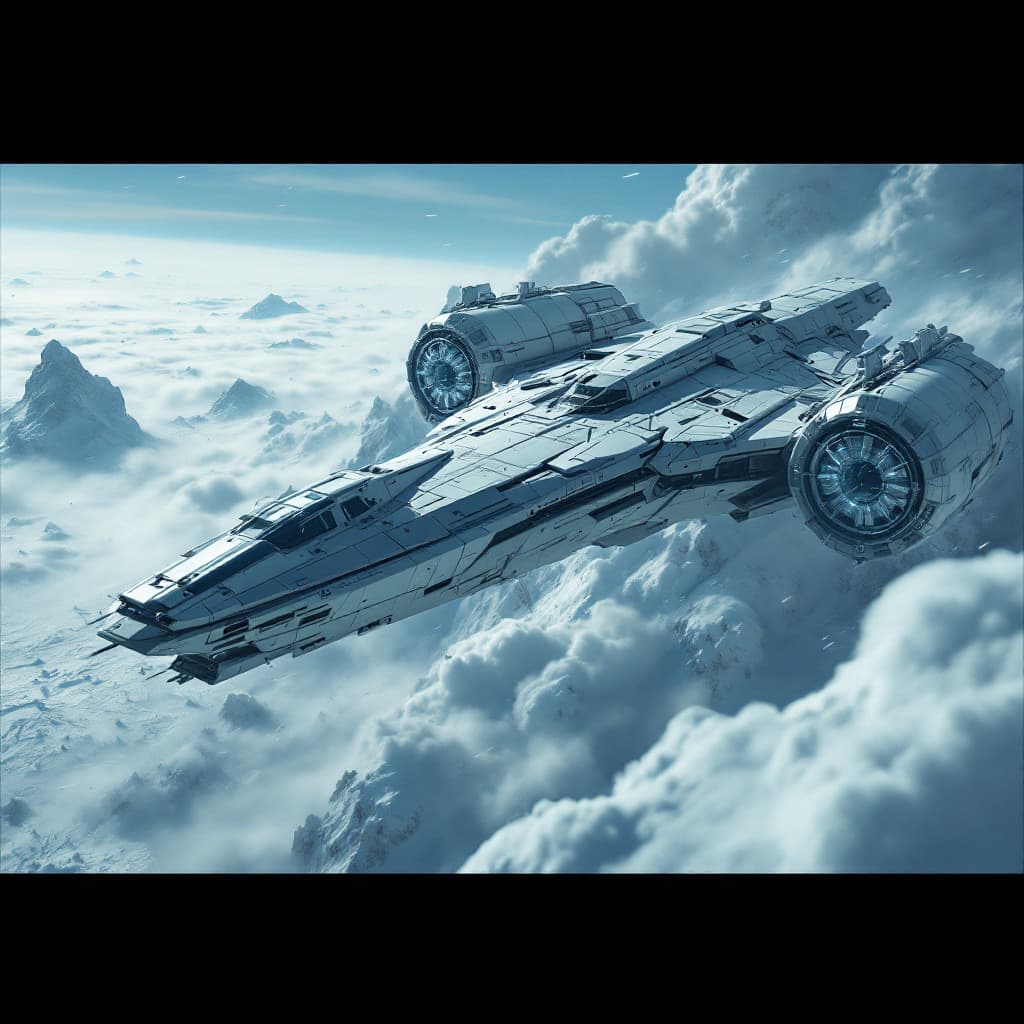 AI generated: spacecraft in action, star wars, in the style of olympus af-1 (aka olympus infinity), cinematic stil...