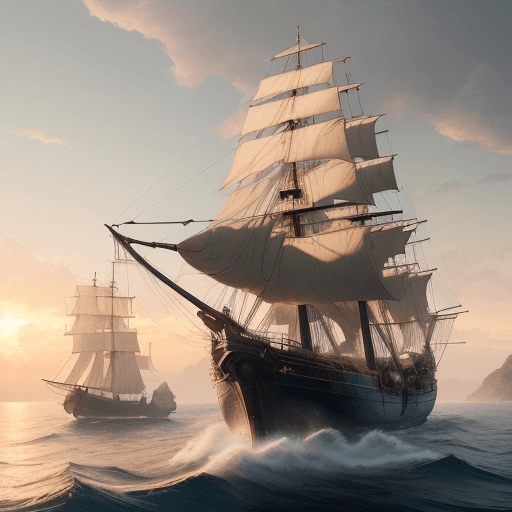 AI generated: Photo of a ultra realistic sailing ship, dramatic light, pale sunrise, cinematic lighting, battered,...