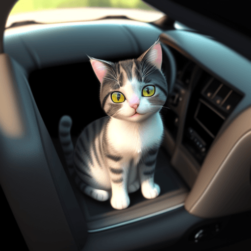 AI generated: cute cat in a car 3d
