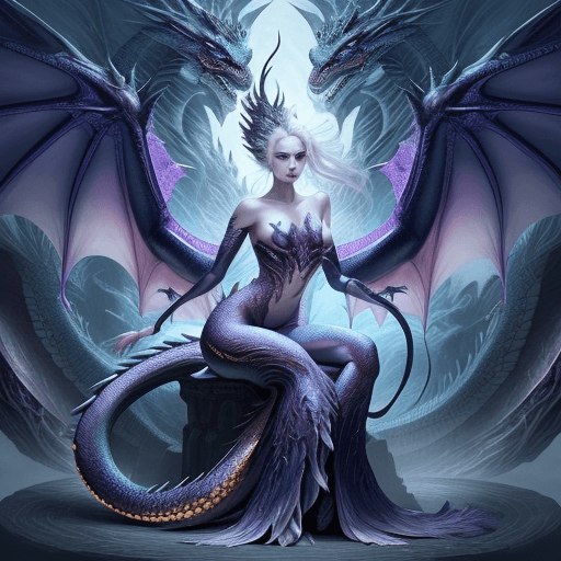 AI generated: A powerful and elegant woman perfectly integrated with the essence of the dragon, Imaginative and vi...