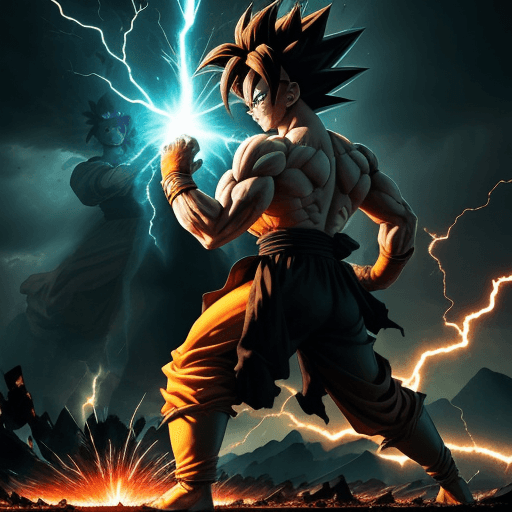 AI generated: In a colossal and epic battle, Goku, the mighty Saiyan, engages in a fierce combat against Zamasu, t...