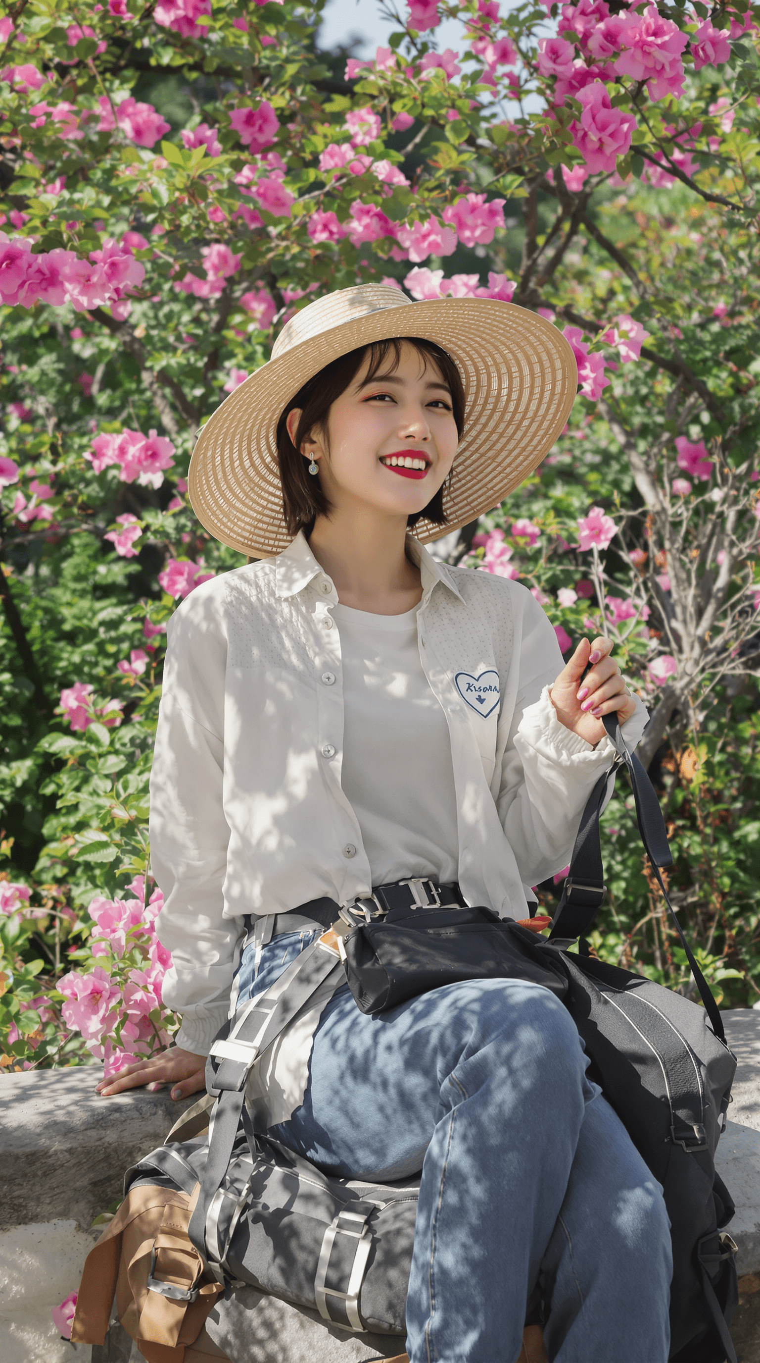 AI generated: The most beautiful Korean woman in the world, being happy, content and carefree.  She is doing her f...