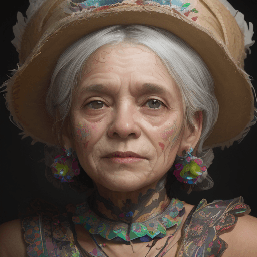 AI generated: Imagine Mama Lupita, an elderly woman dressed in traditional Mexican attire for the Day of the Dead....