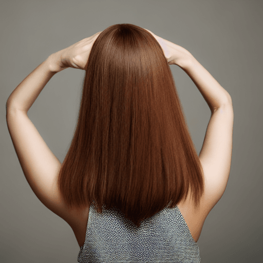 AI generated: Portrait of a beautiful lady, with natural color hair, view from back, film grain, high quality, stu...