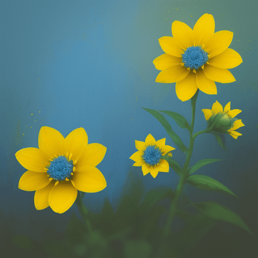 AI generated: yellow flowers, blue flowers