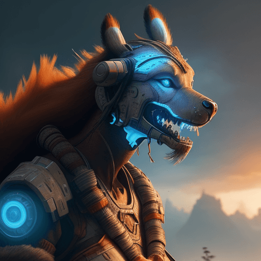 AI generated: aloy,Horizont zero dawn,photorealistic, glow,misty, very high detailed, cinematic scene, robot canin...