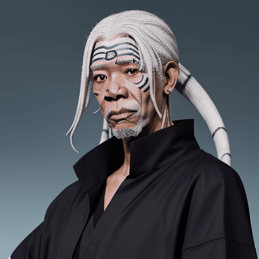AI generated: Orochimaru from the anime named naruto, but with morgan freeman's face