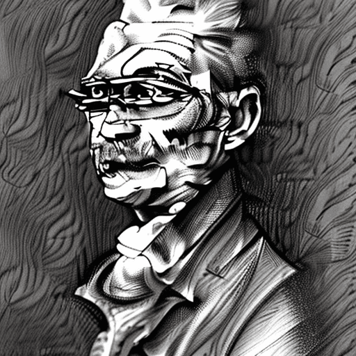 AI generated: hiperrealistic portrait, ink, abraham lincol, portrait isolated on white background
