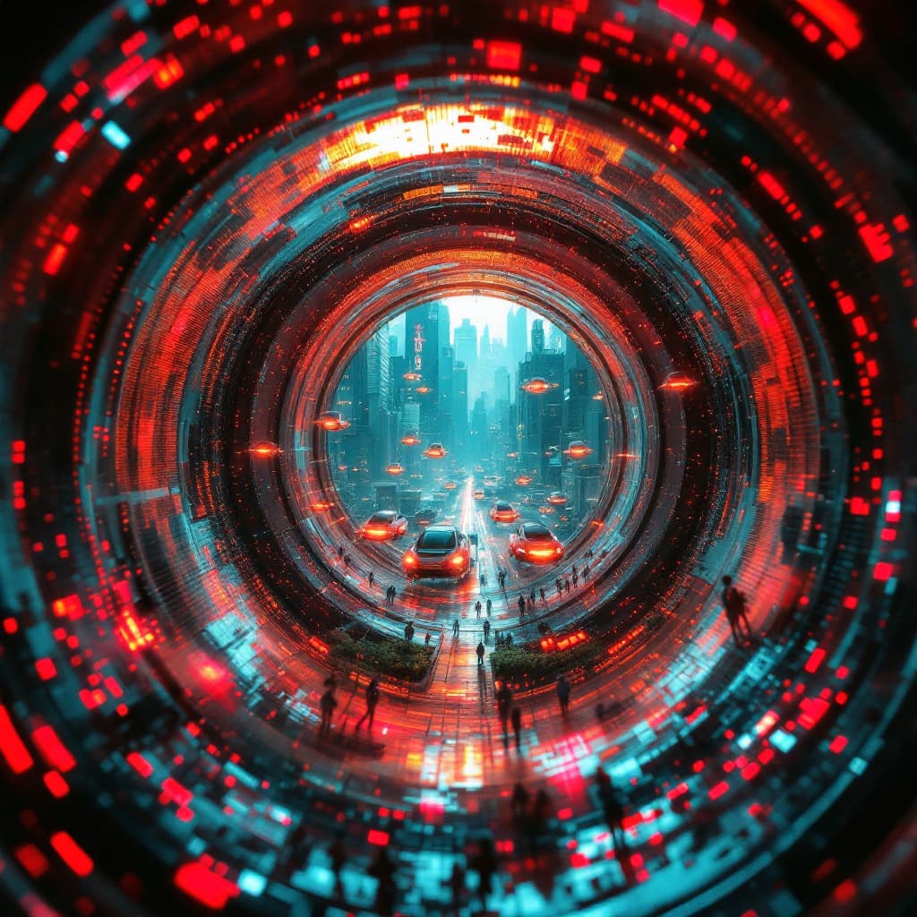 AI generated: Create a surreal and highly detailed 8k image viewed through the top of an old Coca Cola bottle. Fro...