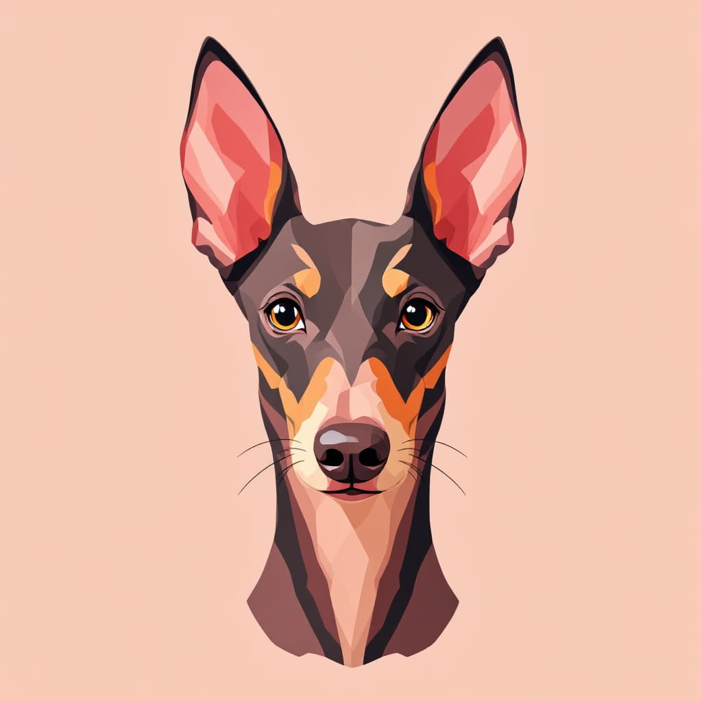 AI generated: portrait of a portuguese Podenco Dog, symmetrical, vibing, illustration, adobe illustrator, aestheti...