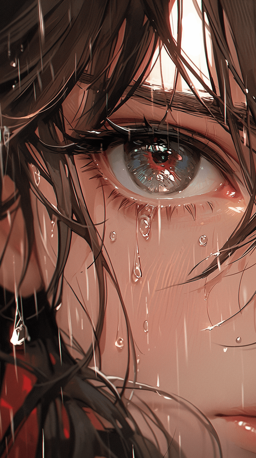 AI generated: Close-up of a woman's face facing the camera, tears in her eyes, sad expression, slightly warm tones...