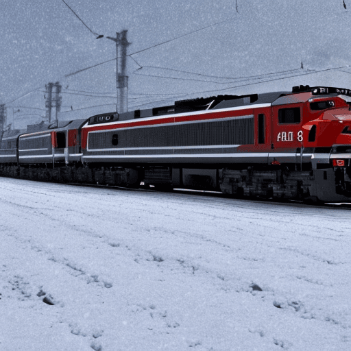 AI generated: Draw me a Vectron-locomotive in the snow