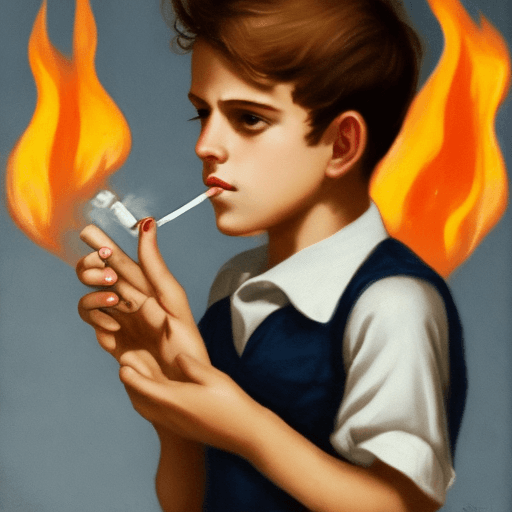 AI generated: a feminine boy holding cigarette in hand without flame