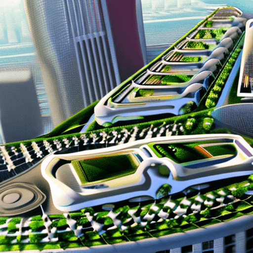 AI generated: A realistic future city where cars are able to not only go on land but convert to travel in the air,...