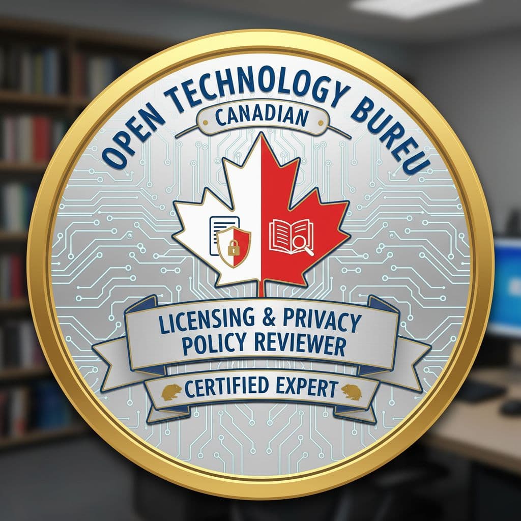 AI generated: Create a professional badge that signifies a qualification from the Open Technology Bureau of Canadi...