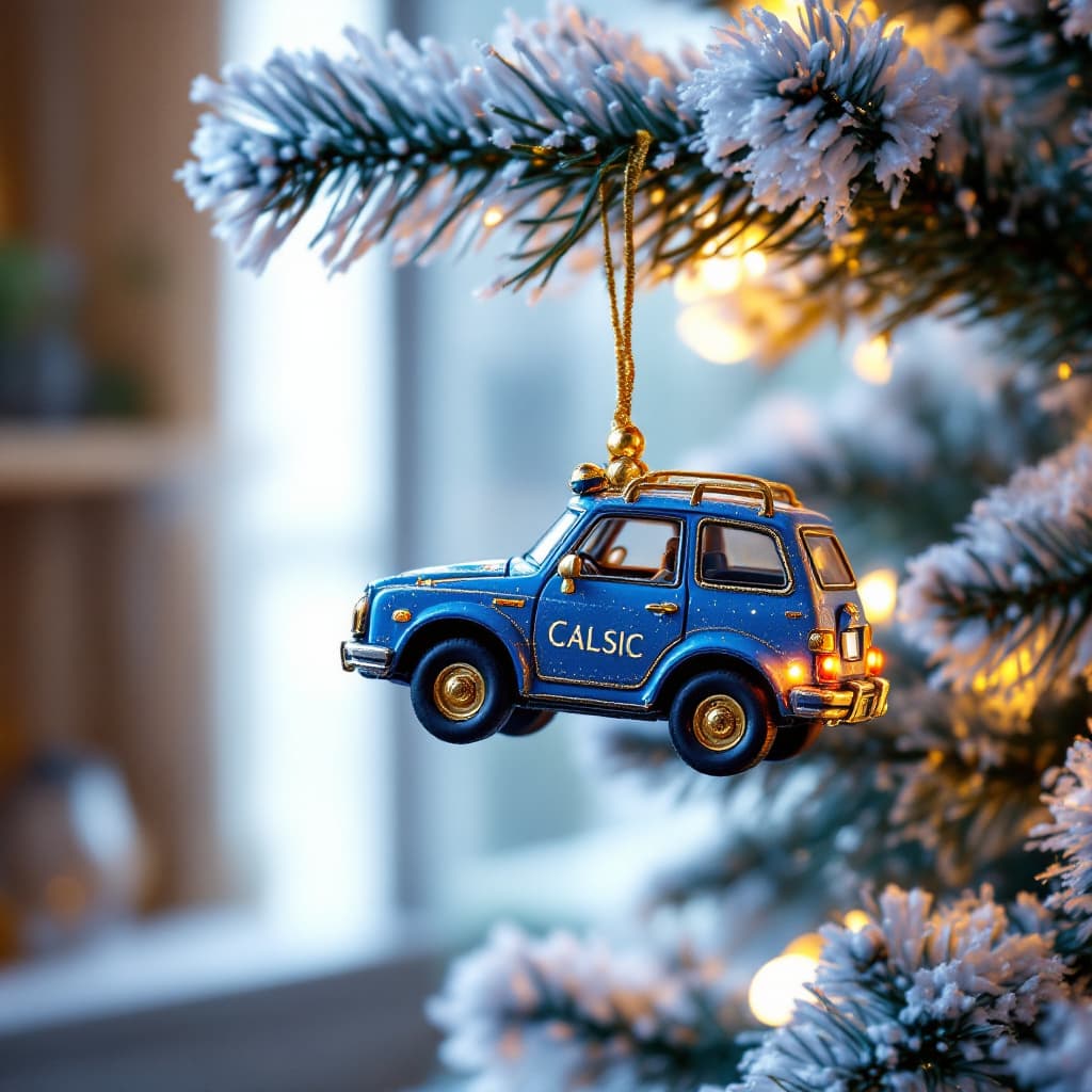 AI generated: Medium shot. Christmas tree in the room. Disney-style Christmas decoration, Pixar hangs on the branc...