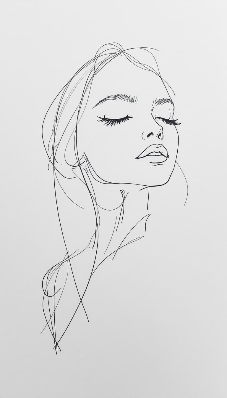 AI generated: A minimalist sketch of a woman, delicate, very basic line drawing, minimal, abstract --chaos 25 --ar...