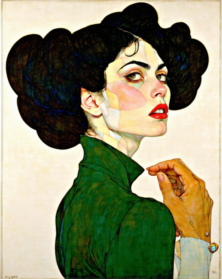 AI generated: wonderfull woman, modern expressonism, by dante gabriel, egon schiele