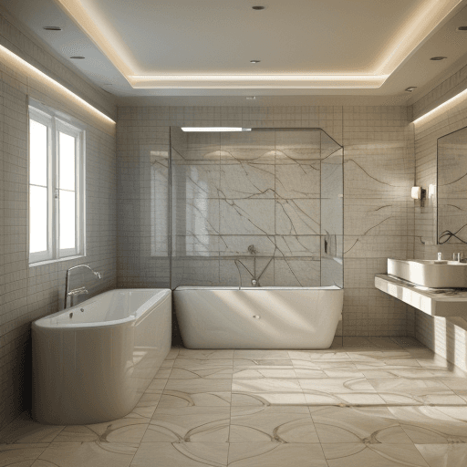 AI generated: high resolution photography interior design,4k,8k,corona 9,3ds max 2023,bathroom,shower and only 1 t...