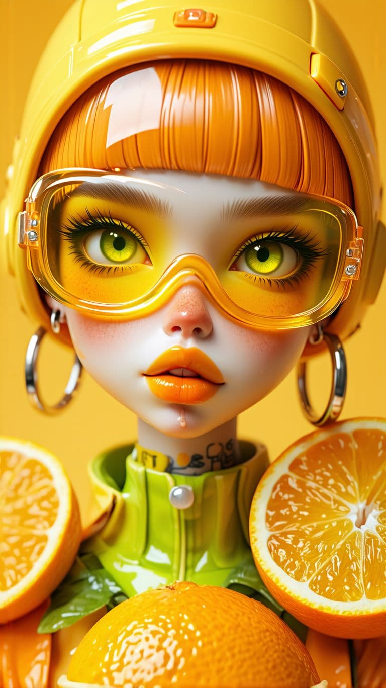 AI generated: Mood: cartoon-glam with zesty mischief, sunshine
menace
Expression: cheeks puffed in tongue-in-cheek...