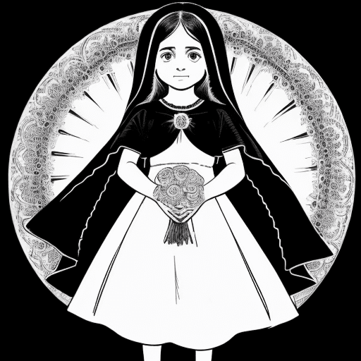 AI generated: Transform a photo of a 10-year-old Mexican girl into a simplified black and white vector illustratio...