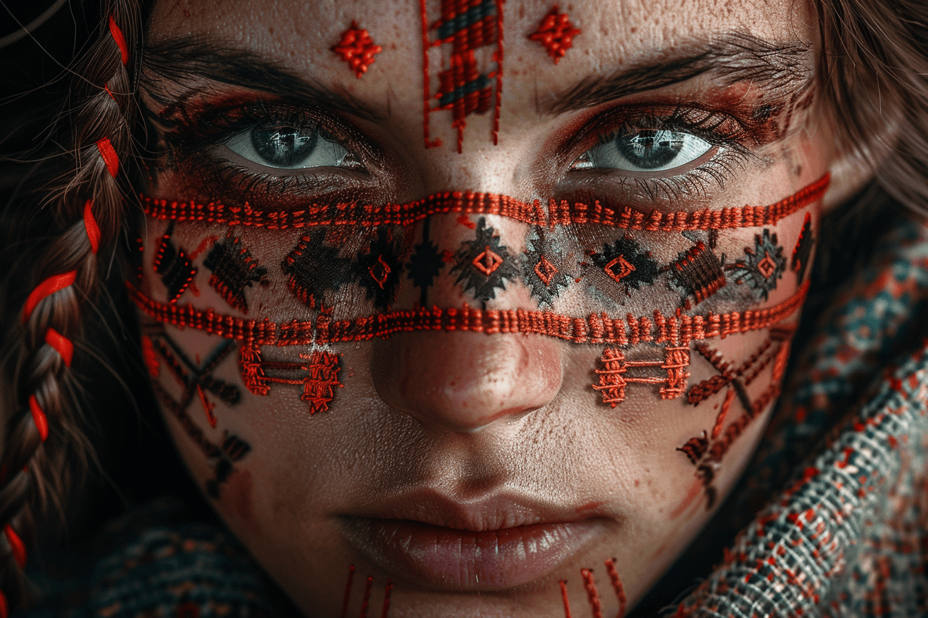 AI generated: leather embroidery, hyper-realistic thread stitches, thread piercing leather, detailed leather stitc...