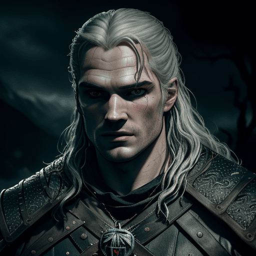 AI generated: The Witcher, in the style of Christopher Nolan, from the series The Witcher with Henry Cavill, evil ...