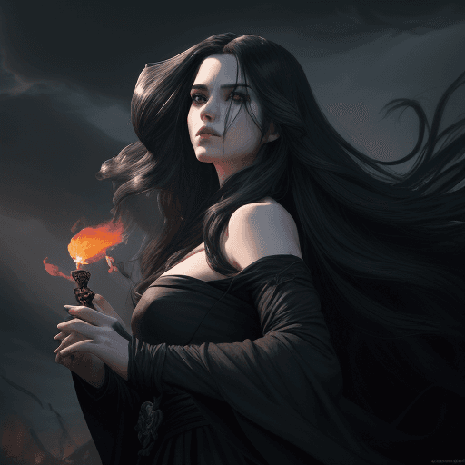 AI generated: (character of video game 1:3) :: royal, darkness, long windblown hair and cloth, Magic the gathering...