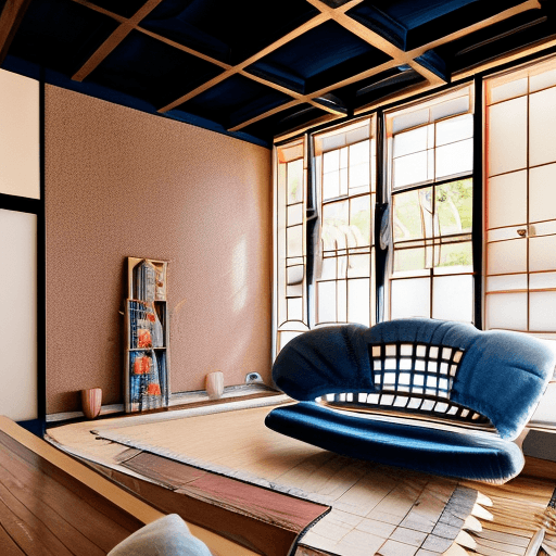 AI generated: High resolution photography interior design, dreamy sunken living room conversation pit, wooden floo...