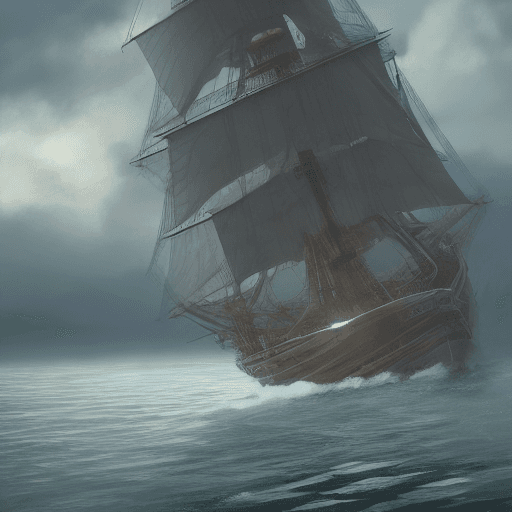 AI generated: Photo of a ultra realistic sailing ship, dramatic light, pale sunrise, cinematic lighting, battered,...