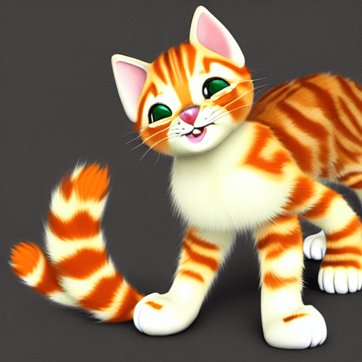 AI generated: Simple Orange striped tabby kitten, white legs, green eyes, with paws facing forward and out, like a...