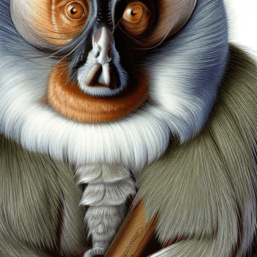 AI generated: American-type portrait drawing of White-headed Marmoset (Saguinus oedipus) from Colombia, technique:...